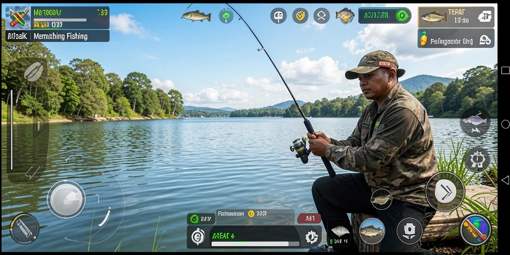 Screenshot gameplay AFAF menunjukkan aksi memancing yang seru dan mendebarkan.