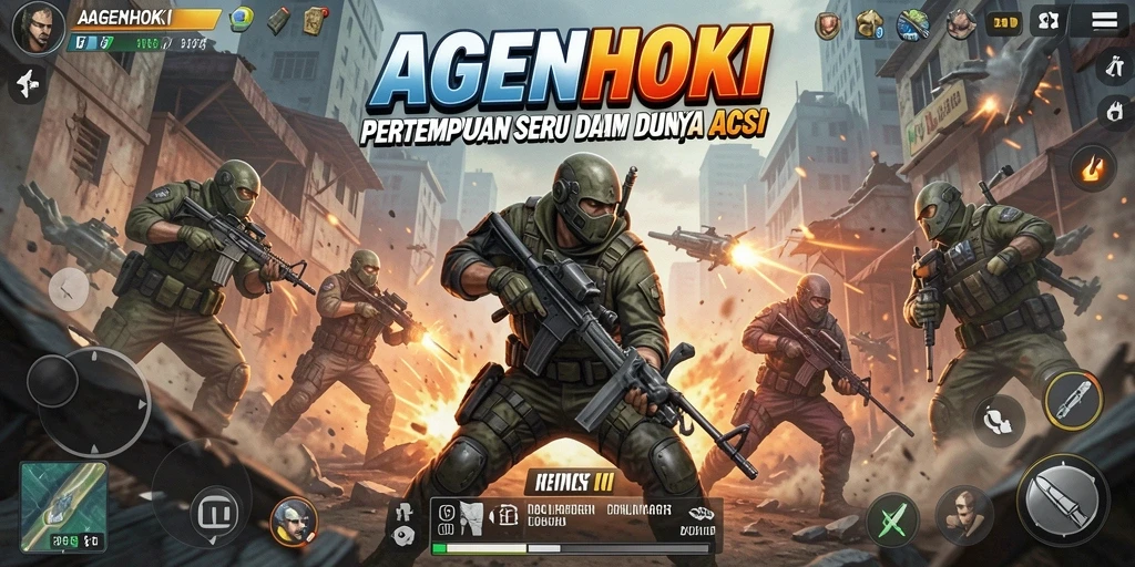 Screenshot AGENHOKI menampilkan pertempuran intens dan karakter yang beraksi.