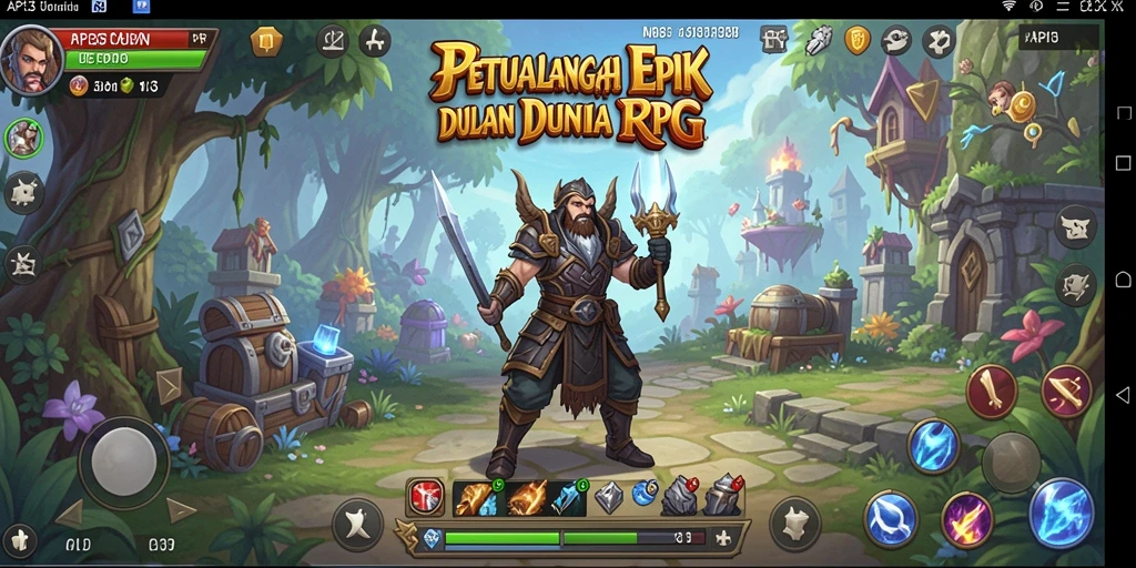 Screenshot menunjukkan aksi seru dalam pertarungan RPG yang intens.