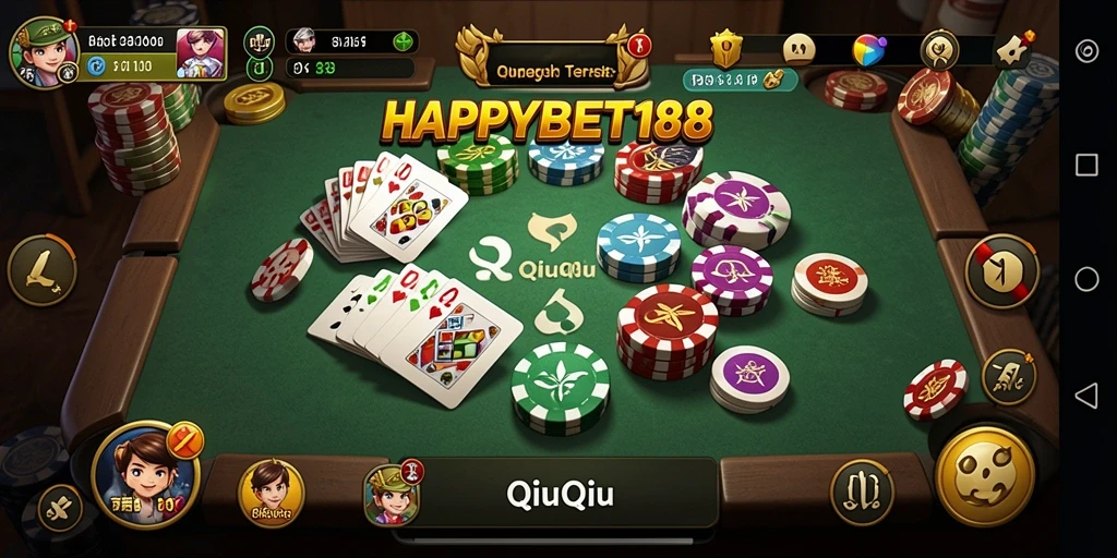 Tampilan gameplay seru dalam game QiuQiu HAPPYBET188.