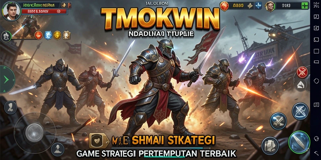 Screenshot gameplay TMOKWIN menampilkan strategi pertempuran yang epik.