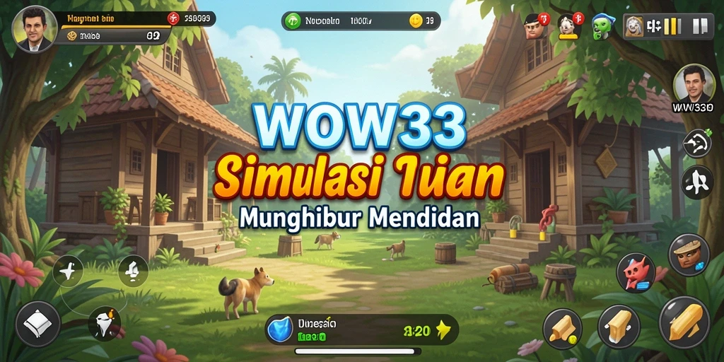 Tampilan gameplay menarik WOW33 dengan elemen simulasi yang kaya.