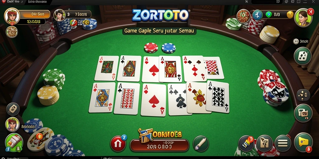 Tampilan gameplay seru ZORTOTO dengan suasana Gaple yang menantang.
